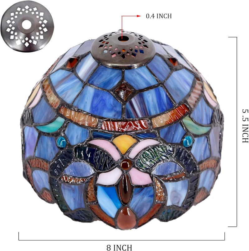 TCODTPOL Small Tiffany Lampshade Replacement Only Stained Glass Style Lamp Shade 8 Inch Fit for Table Desk Lamp, Pendant Ceiling Light Fixture (Blue Purple) - Image 2